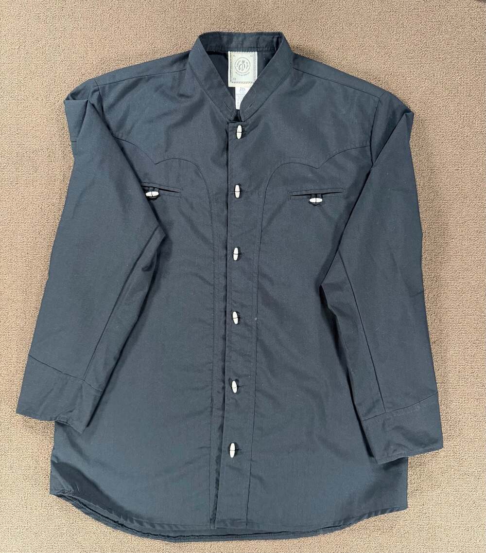 Espuela de Oro Men's Black Long Sleeve Charro Western Shirt with Barrel Buttons